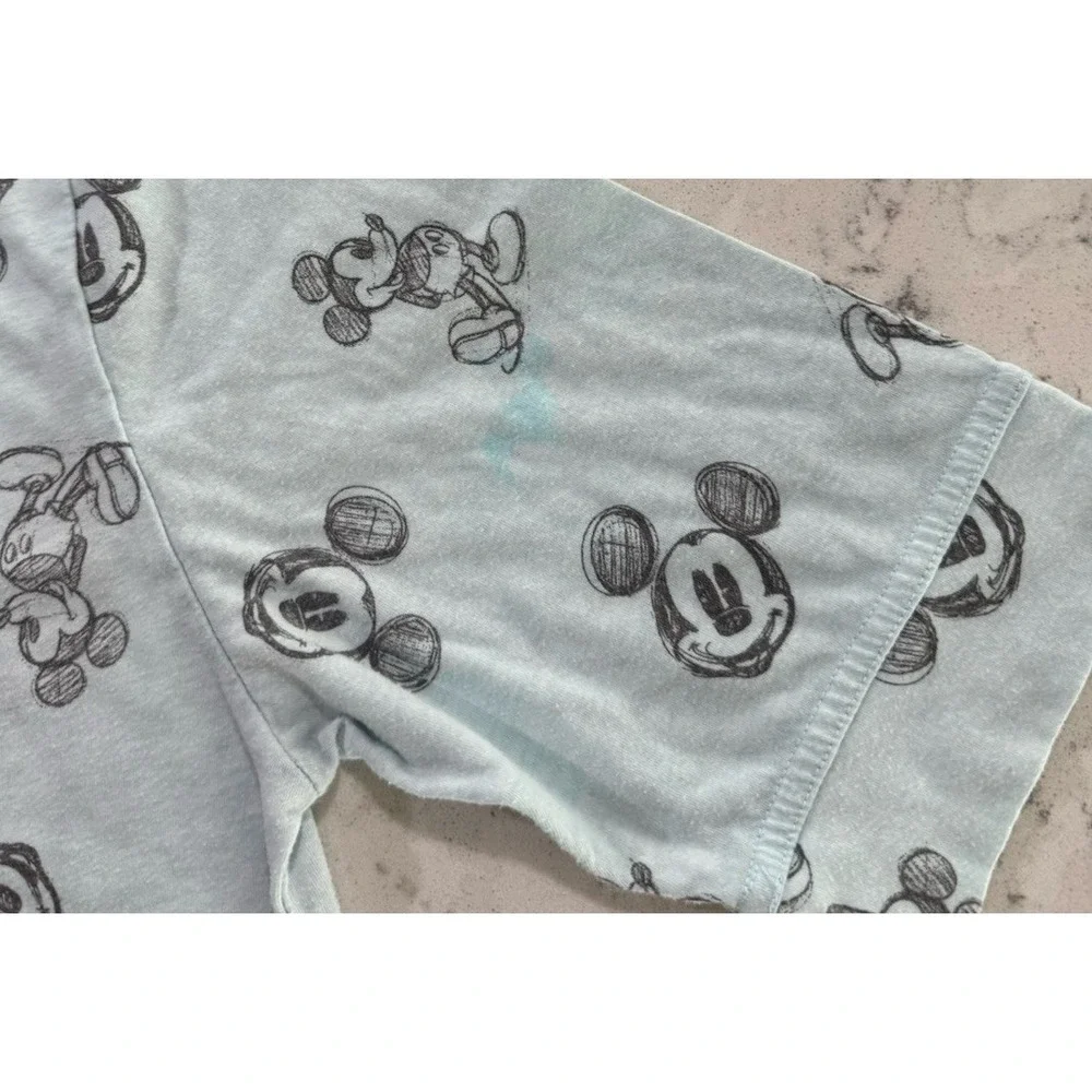 Disney Mickey Mouse Sleepwear T-Shirt Womens 1X Light Blue AOP Graphic Tee - Picture 12 of 13